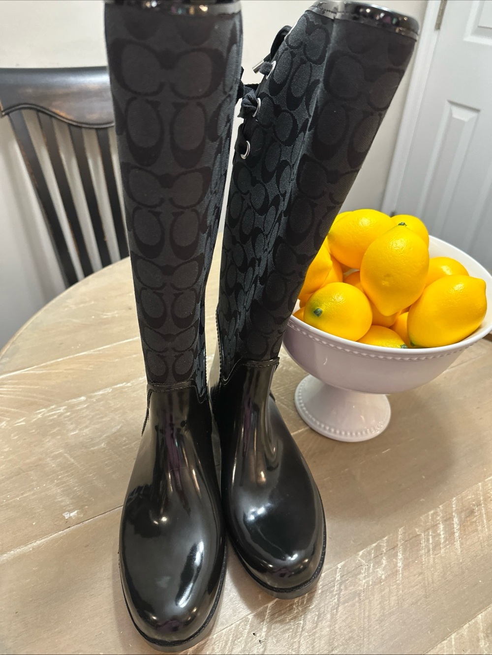 Coach Black Logo Over-the-Knee Rain Boots - Picture 5 of 8